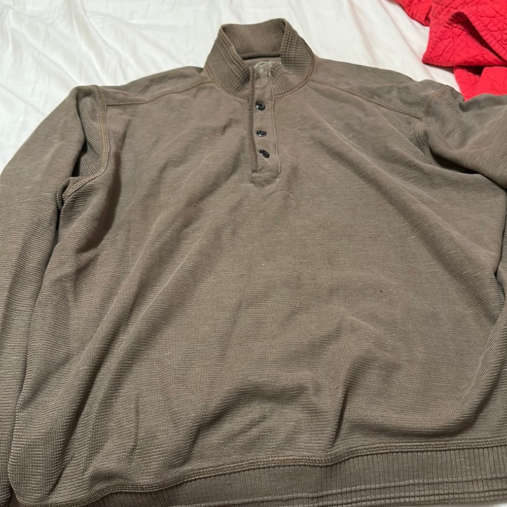 tommy bahama 1/4 button up sweater beige xl